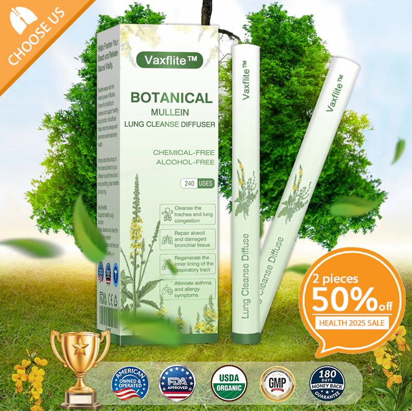 đâ
US Owned and OperatedďźVaxflite⢠Botanical Mullein Lung Cleanse Diffuser(đŤCough, wheezing, shortness of breath, sputum, stuffy nose, bronchitis, bronchitis, allergy symptoms, lung discomfortđ)